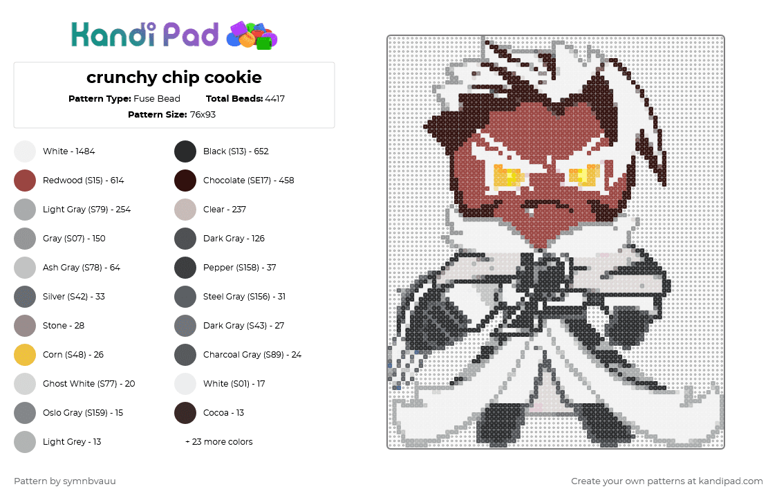 crunchy chip cookie - Fuse Bead Pattern by symnbvauu on Kandi Pad - brown, colorful, gray, red, white
