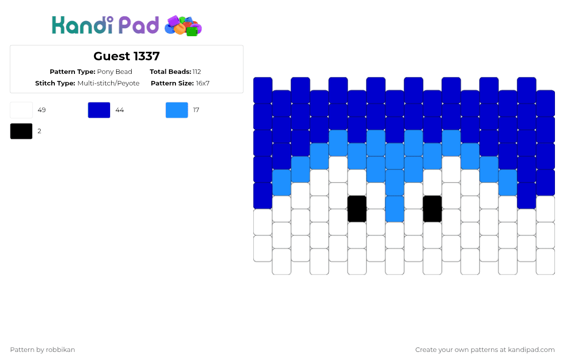 Guest 1337 - Pony Bead Pattern by robbikan on Kandi Pad - purple,light blue