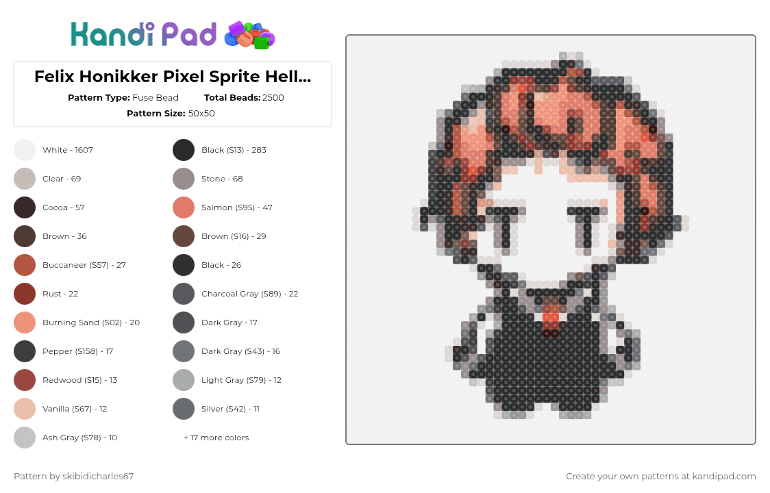 Felix Honikker Pixel Sprite Hello Charlotte - Fuse Bead Pattern by skibidicharles67 on Kandi Pad - 
