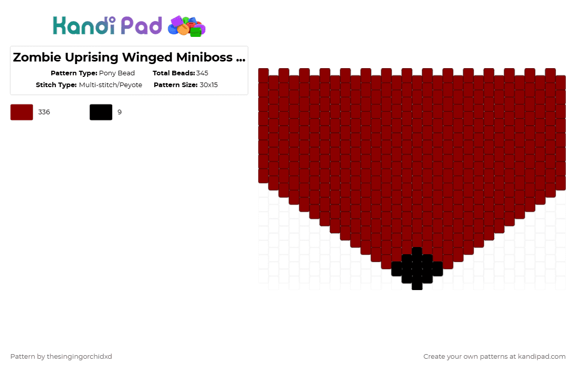 Zombie Uprising Winged Miniboss bag pattern top - Pony Bead Pattern by gl1tt3r4x3 on Kandi Pad - red