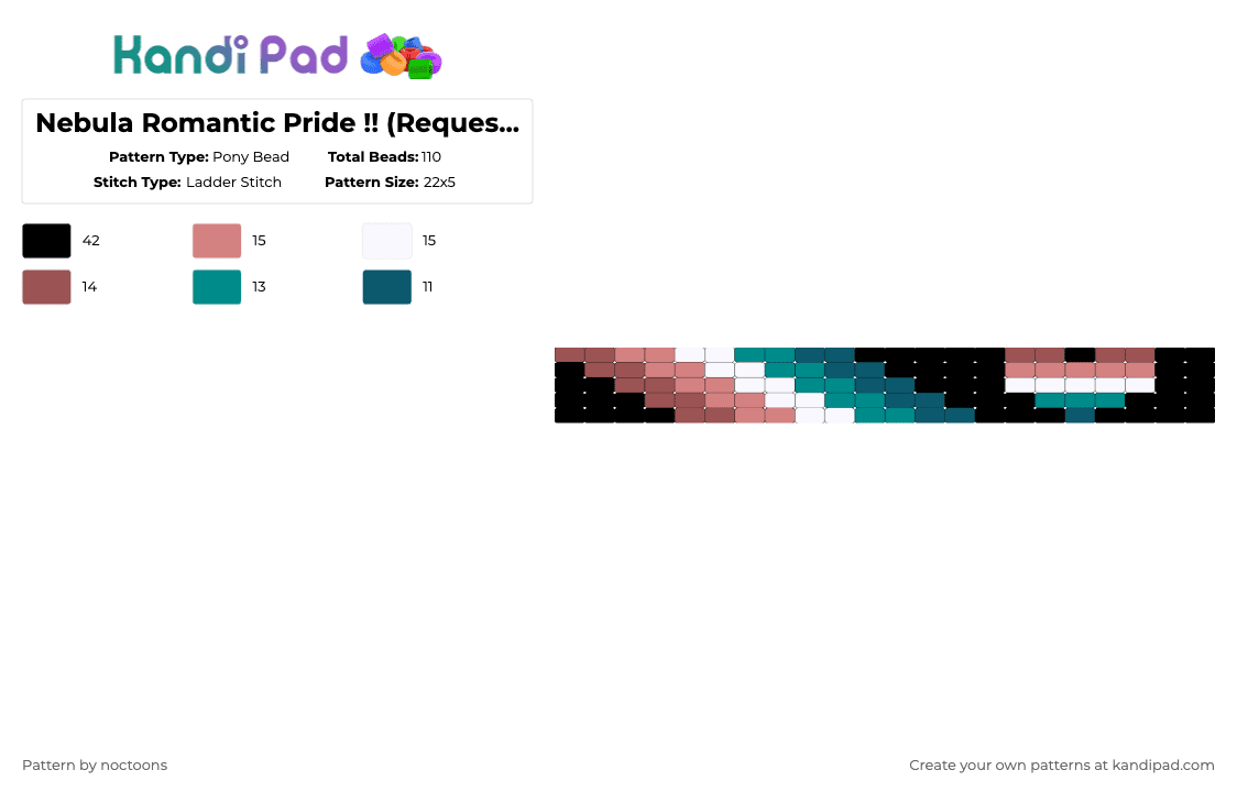 Nebula Romantic Pride !! (Requested) - Pony Bead Pattern by deleted_user_583549 on Kandi Pad - red,nebularomantic,pride,queer,lgbtqia,loveislove,stand strong