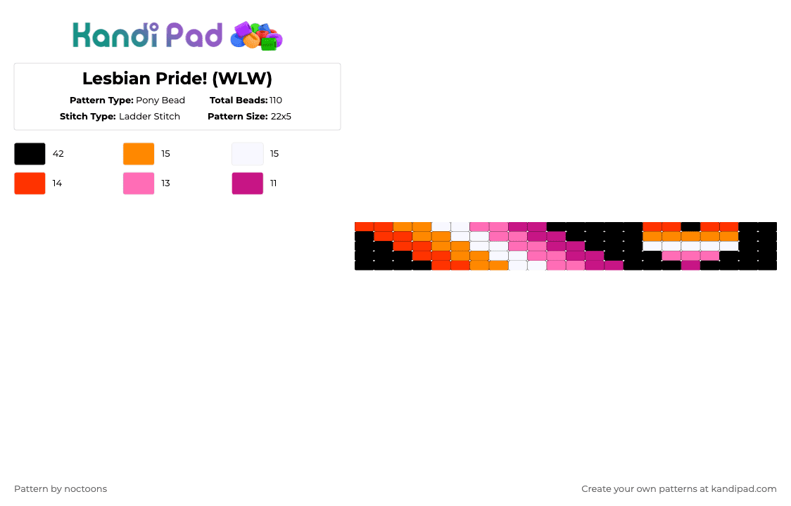 Lesbian Pride! (WLW) - Pony Bead Pattern by deleted_user_583549 on Kandi Pad - pink