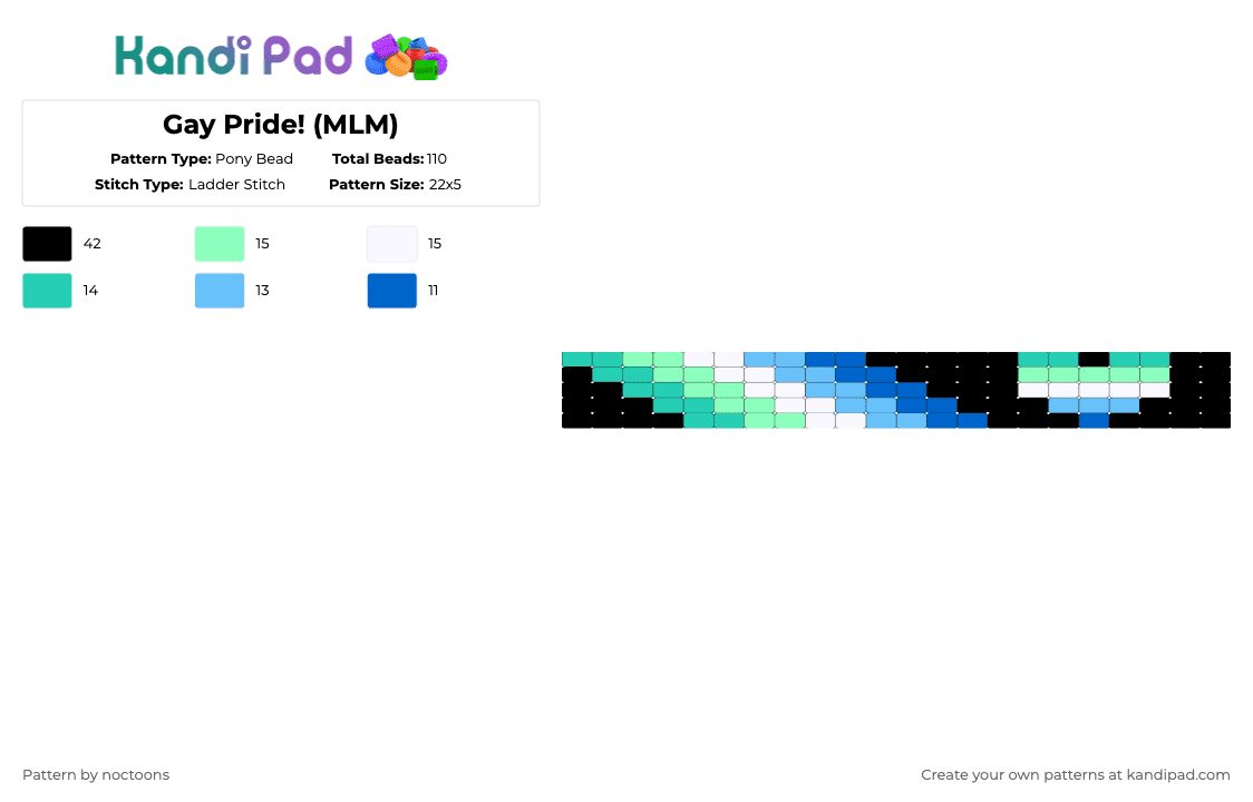 Gay Pride! (MLM) - Pony Bead Pattern by deleted_user_583549 on Kandi Pad - teal