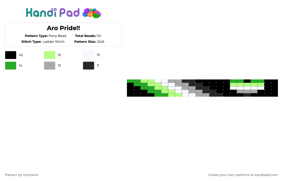 Aro Pride!! - Pony Bead Pattern by deleted_user_583549 on Kandi Pad - green,yellow,aro,aromantic,pride,lgbtq,no love,ew