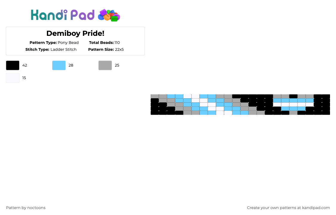 Demiboy Pride! - Pony Bead Pattern by deleted_user_583549 on Kandi Pad - light blue,beige,demiboy,demiboy pride,cisnt,boy,nonbinary,pride