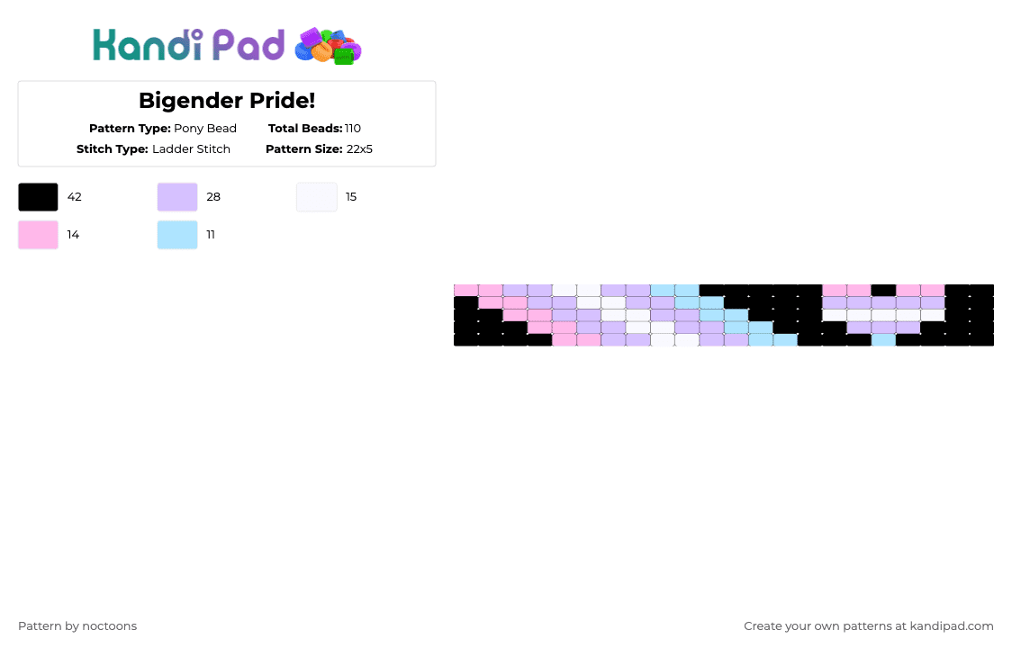 Bigender Pride! - Pony Bead Pattern by deleted_user_583549 on Kandi Pad - pink,bigender,lgbtq,pride,cisnt