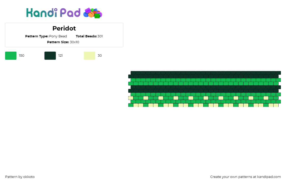 Peridot - Pony Bead Pattern by okkoto on Kandi Pad - peridot,gem,cuff,jewel,crystal,geology,mineral,band,green,lime