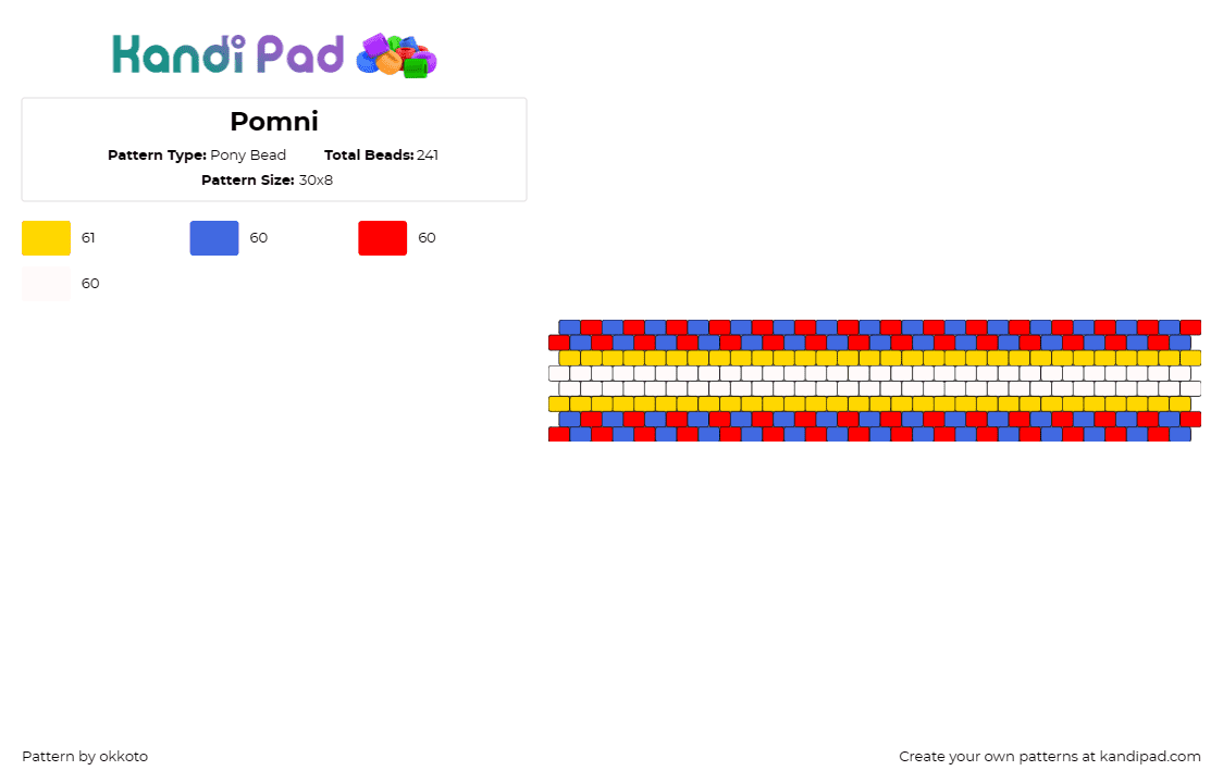 Pomni - Pony Bead Pattern by okkoto on Kandi Pad - pomni,amazing digital circus,cuff,striped,vibrant,geometric,interlocking,contras