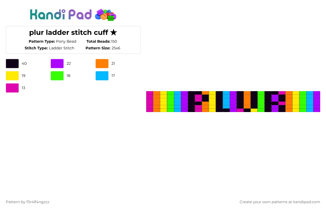 plur ladder stitch cuff ★ - Pony Bead Pattern by f3r4lf4ngzzz on Kandi Pad - yellow,light blue,colorful,plur