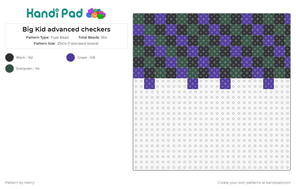 Big Kid advanced checkers - Fuse Bead Pattern by nterry on Kandi Pad - checkers