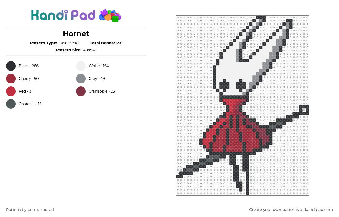 Hornet - Fuse Bead Pattern by permazooted on Kandi Pad - red