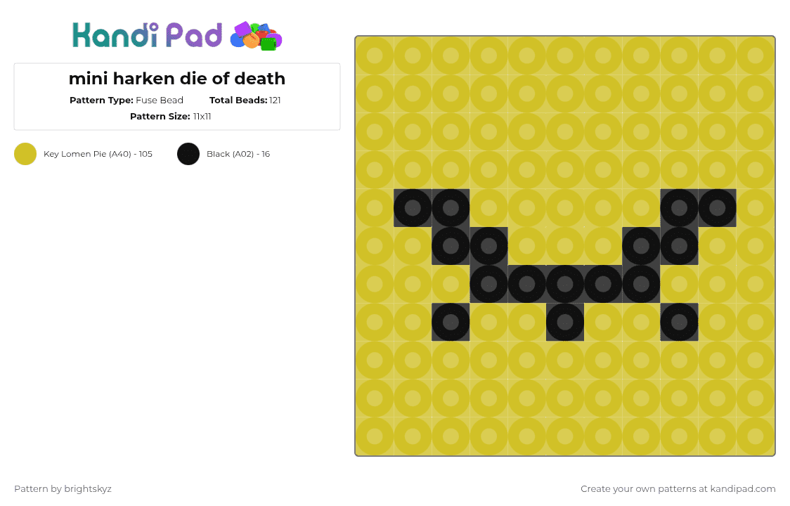 mini harken die of death - Fuse Bead Pattern by brightskyz on Kandi Pad - yellow,harken,die of death,dod,roblox