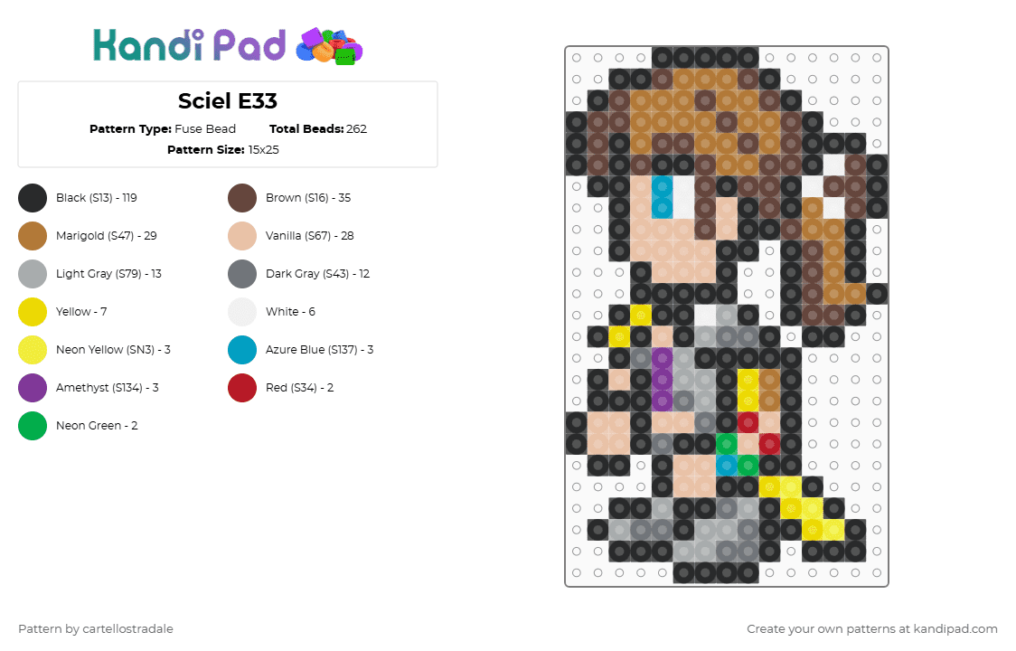 Sciel E33 - Fuse Bead Pattern by cartellostradale on Kandi Pad - black,gray,beige,brown,tan,colorful,clairobscur,expedition33,e33,sciel,gaming