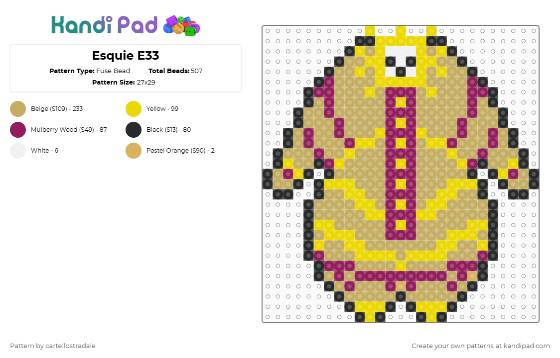 Esquie E33 - Fuse Bead Pattern by cartellostradale on Kandi Pad - yellow,beige,clairobscur,expedition33,esquie