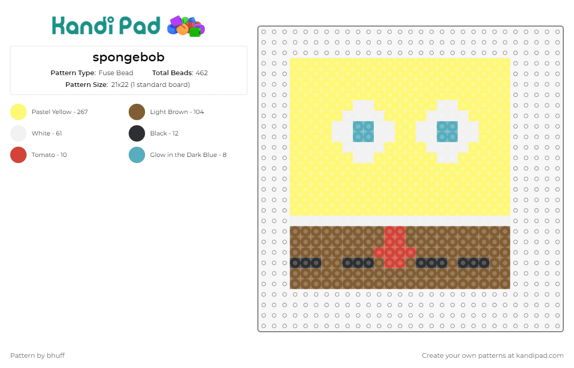 spongebob - Fuse Bead Pattern by bhuff on Kandi Pad - spongebob squarepants,cartoon