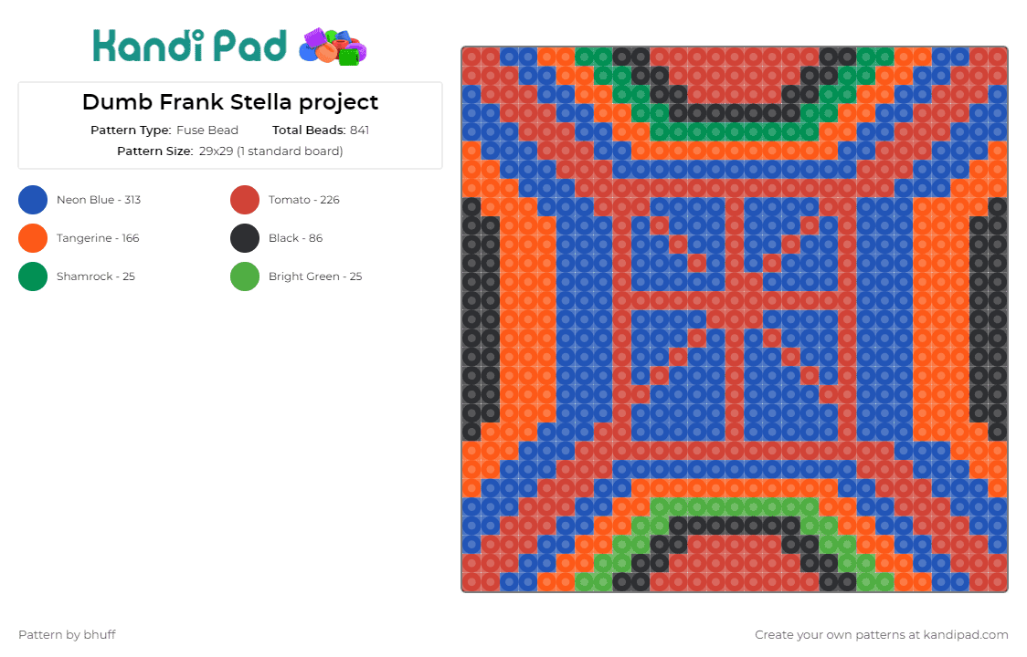 Dumb Frank Stella project - Fuse Bead Pattern by bhuff on Kandi Pad - frank stella,colorful