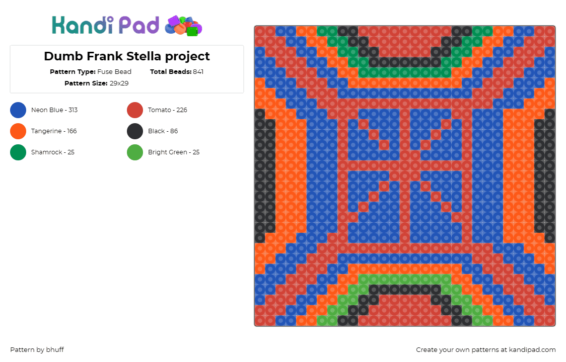 Dumb Frank Stella project - Fuse Bead Pattern by bhuff on Kandi Pad - frank stella,colorful