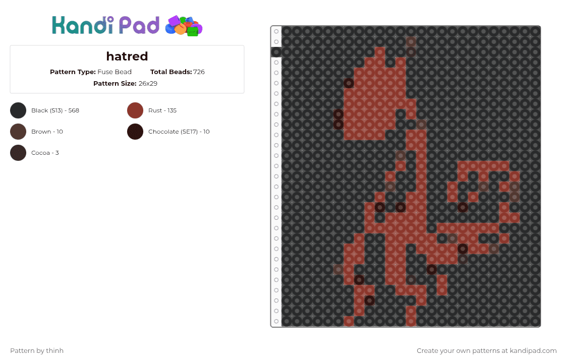 hatred - Fuse Bead Pattern by thinh on Kandi Pad - black,red
