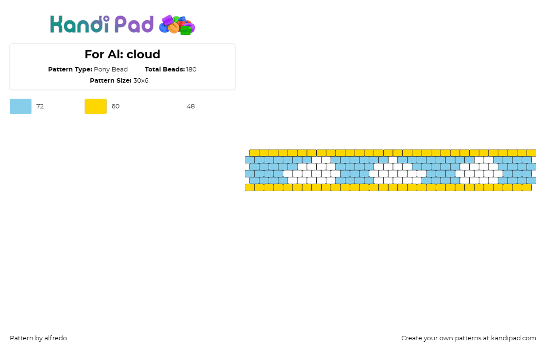 For Al: cloud - Pony Bead Pattern by alfredo on Kandi Pad - clouds,sky,cuff,sunny day,serenity,cheerful,wristwear,yellow,blue