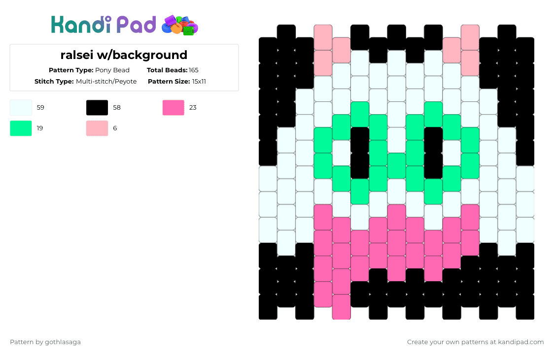 ralsei w/background - Pony Bead Pattern by gothlasaga on Kandi Pad - pink,teal