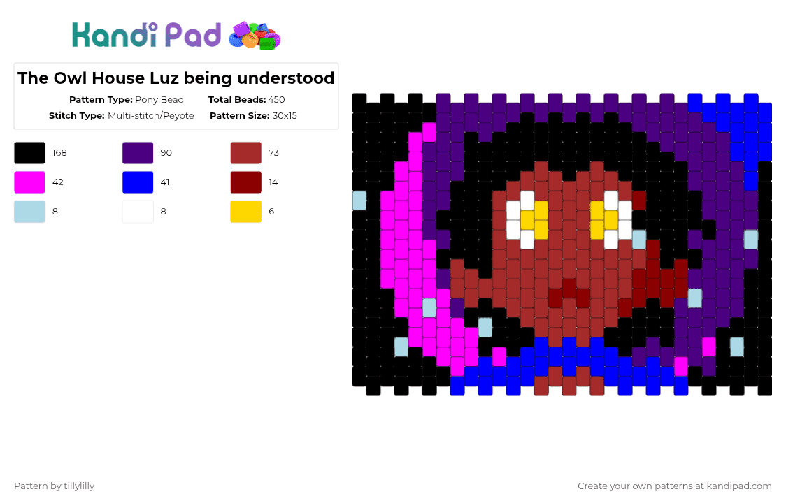 The Owl House Luz being understood - Pony Bead Pattern by tillylilly on Kandi Pad - purple,red,the owl house,luz,toh