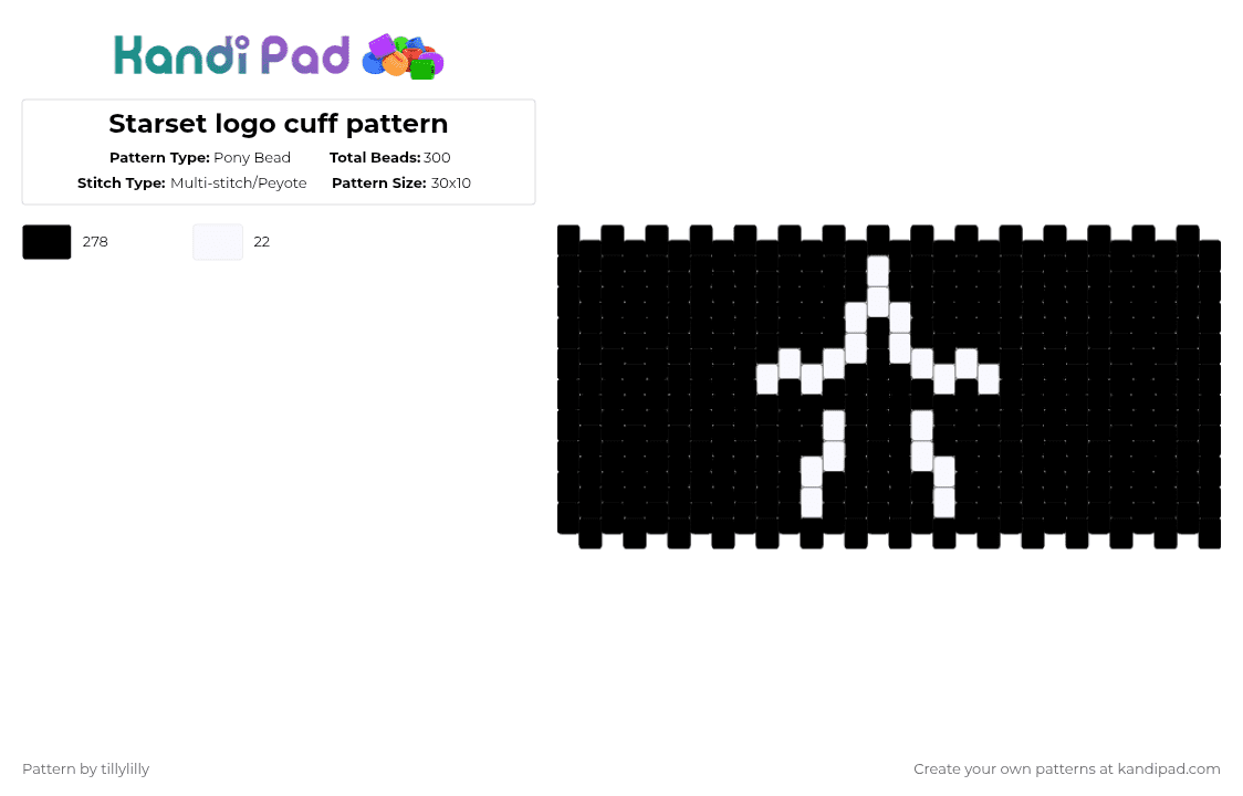 Starset logo cuff pattern - Pony Bead Pattern by tillylilly on Kandi Pad - black,cotdrockmusic,starset,rock music,alternative rock,music,band,divisions