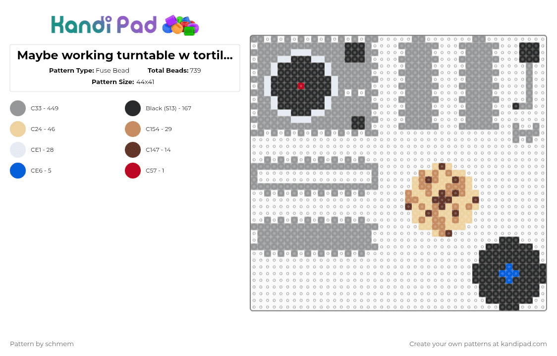 Maybe working turntable w tortilla vinyl - Fuse Bead Pattern by schmem on Kandi Pad - gray