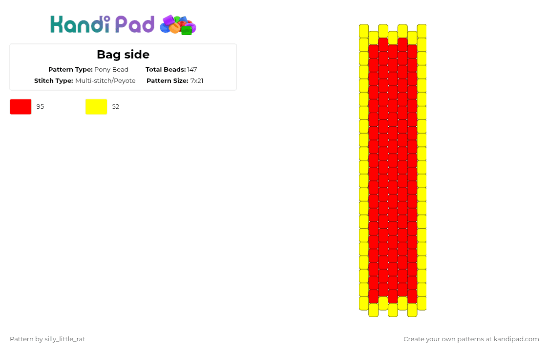 Bag side - Pony Bead Pattern by silly_little_rat on Kandi Pad - red,yellow,bag,kandi,peyote stitch