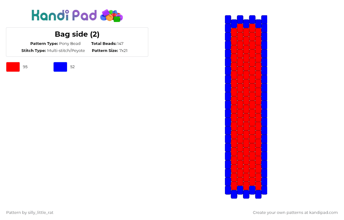 Bag side (2) - Pony Bead Pattern by silly_little_rat on Kandi Pad - red,purple,bag,kandi,peyote stitch