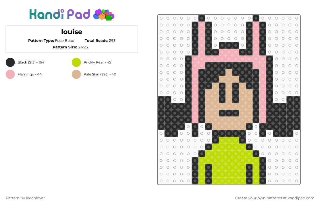 louise - Fuse Bead Pattern by leechlover on Kandi Pad - beige,green