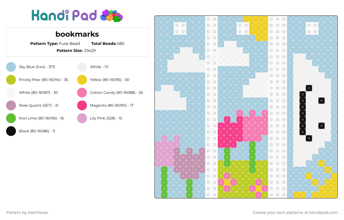 bookmarks - Fuse Bead Pattern by leechlover on Kandi Pad - light blue