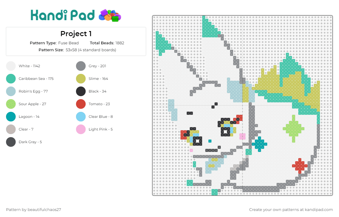 Project 1 - Fuse Bead Pattern by beautifulchaos27 on Kandi Pad - tama,final fantasy,video games,cute,animals