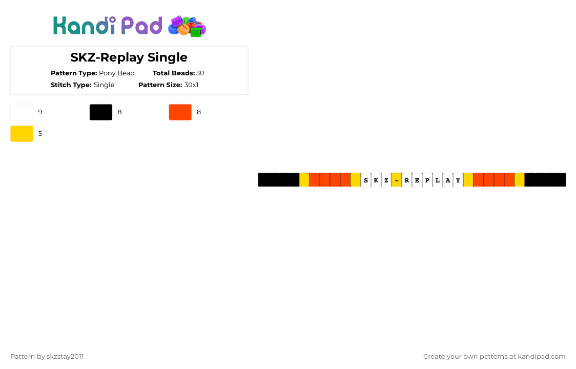 SKZ-Replay Single - Pony Bead Pattern by skzstay2011 on Kandi Pad - yellow,red