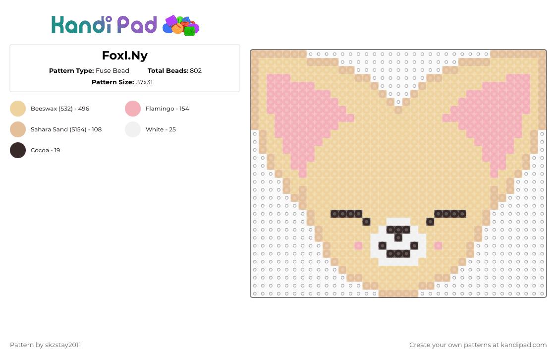 FoxI.Ny - Fuse Bead Pattern by skzstay2011 on Kandi Pad - beige