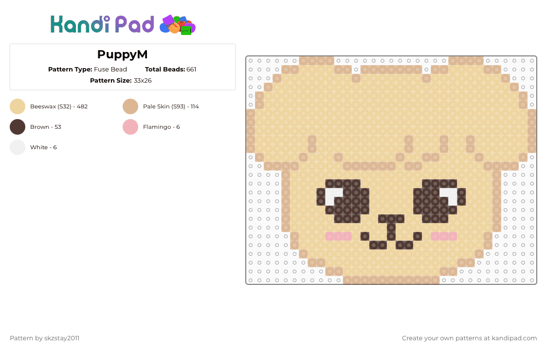 PuppyM - Fuse Bead Pattern by skzstay2011 on Kandi Pad - beige
