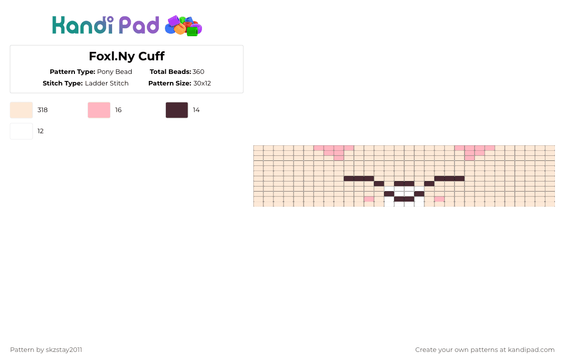 Foxl.Ny Cuff - Pony Bead Pattern by skzstay2011 on Kandi Pad - beige
