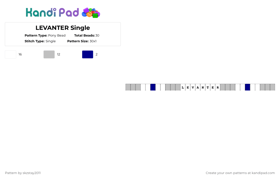 LEVANTER Single - Pony Bead Pattern by skzstay2011 on Kandi Pad - beige