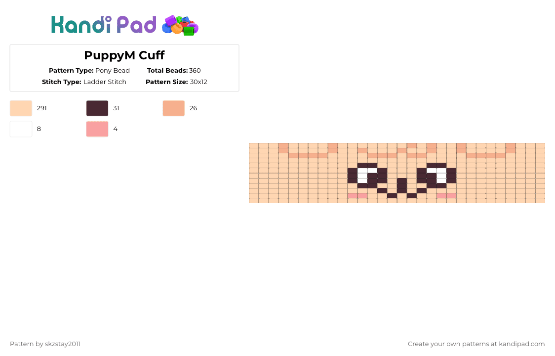 PuppyM Cuff - Pony Bead Pattern by skzstay2011 on Kandi Pad - beige
