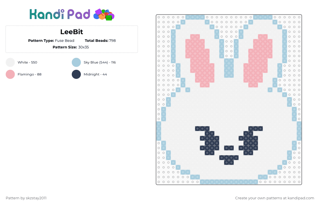 LeeBit - Fuse Bead Pattern by skzstay2011 on Kandi Pad - white,beige,light blue