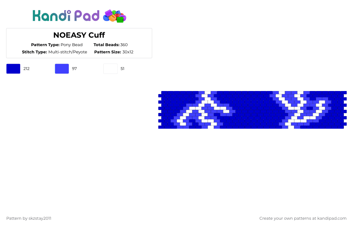 NOEASY Cuff - Pony Bead Pattern by skzstay2011 on Kandi Pad - purple,blue