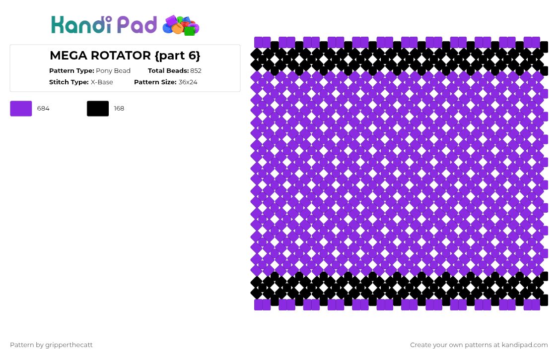 MEGA ROTATOR {part 6} - Pony Bead Pattern by gripperthecatt on Kandi Pad - purple