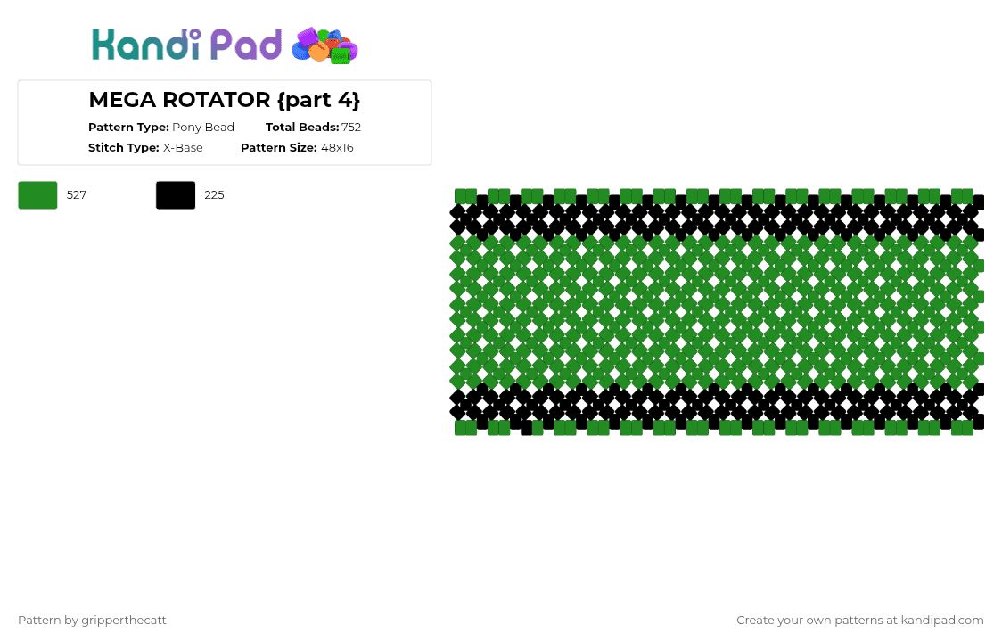 MEGA ROTATOR {part 4} - Pony Bead Pattern by gripperthecatt on Kandi Pad - black,green