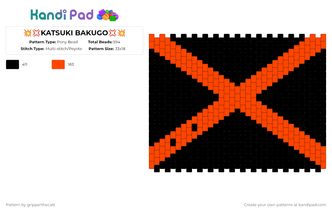 💥💢KATSUKI BAKUGO💢💥 Pony Bead Pattern - Kandi Pad | Kandi Patterns, Fuse ...