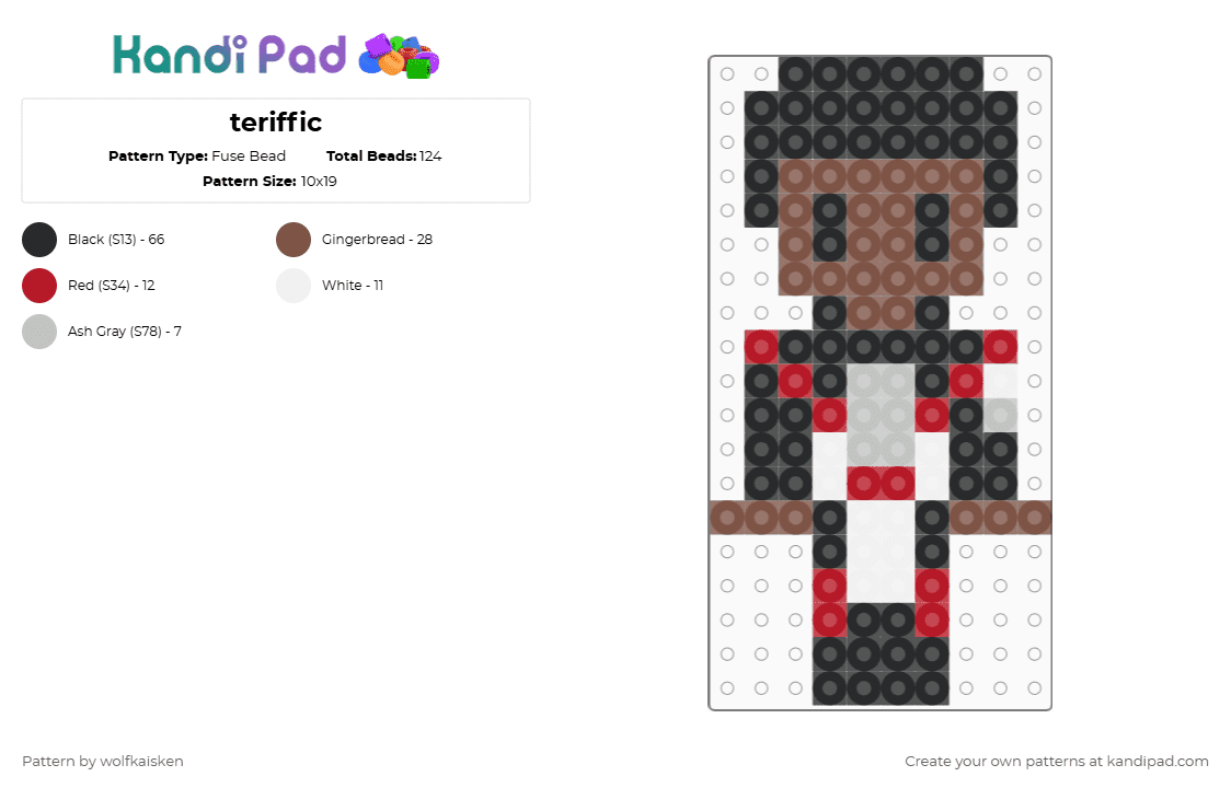 teriffic - Fuse Bead Pattern by wolfkaisken on Kandi Pad - black,tan
