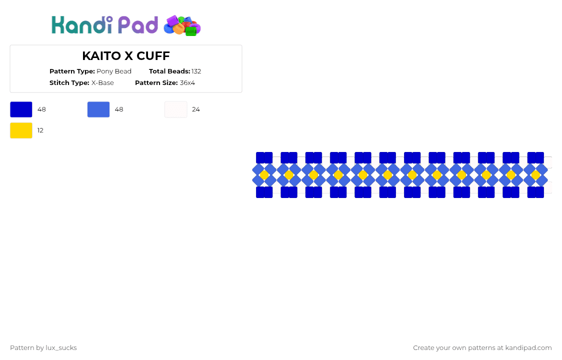 KAITO X CUFF - Pony Bead Pattern by lux_sucks on Kandi Pad - purple,blue,kaito,vocaloid,project,sekai