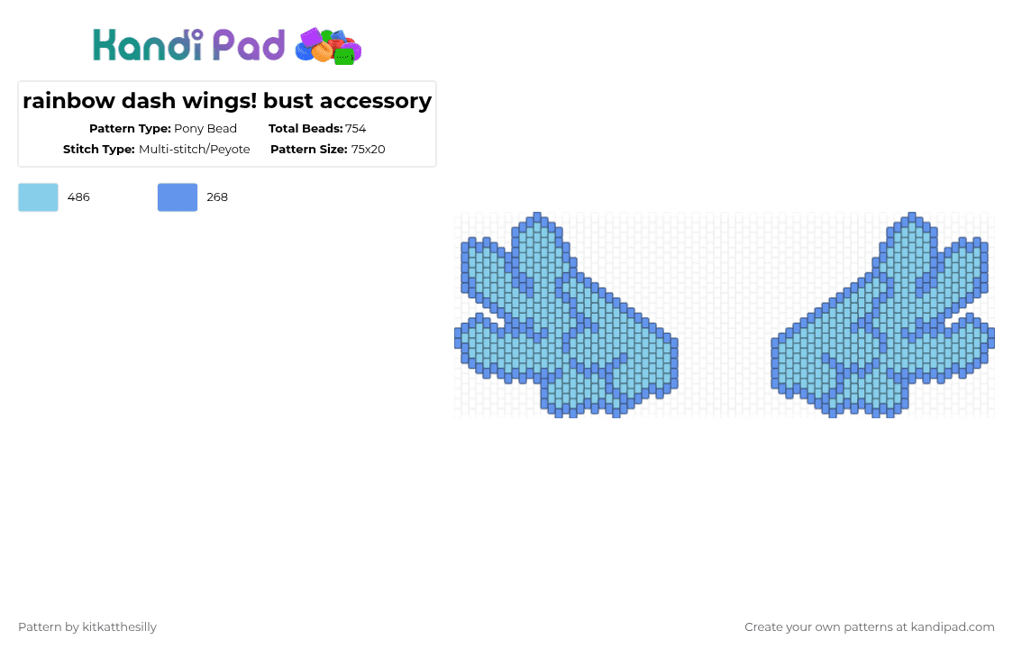 rainbow dash wings! bust accessory - Pony Bead Pattern by kitkatthesilly on Kandi Pad - rainbow,colorful,mlp,my little pony,rainbow dash,pony,ponies,cute