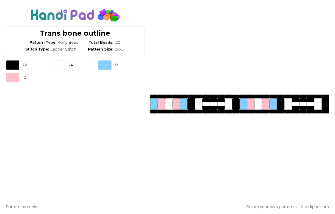 Trans bone outline - Pony Bead Pattern by sneks on Kandi Pad - black,light blue,pink