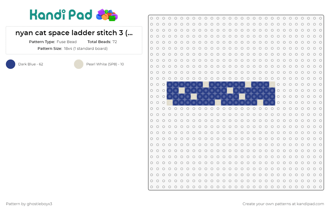 nyan cat space ladder stitch 3 (for kandi) - Fuse Bead Pattern by ghostieboyx3 on Kandi Pad - nyan cat,internet culture,iconic,quirky,nostalgic,weaving,accent,segment,blue