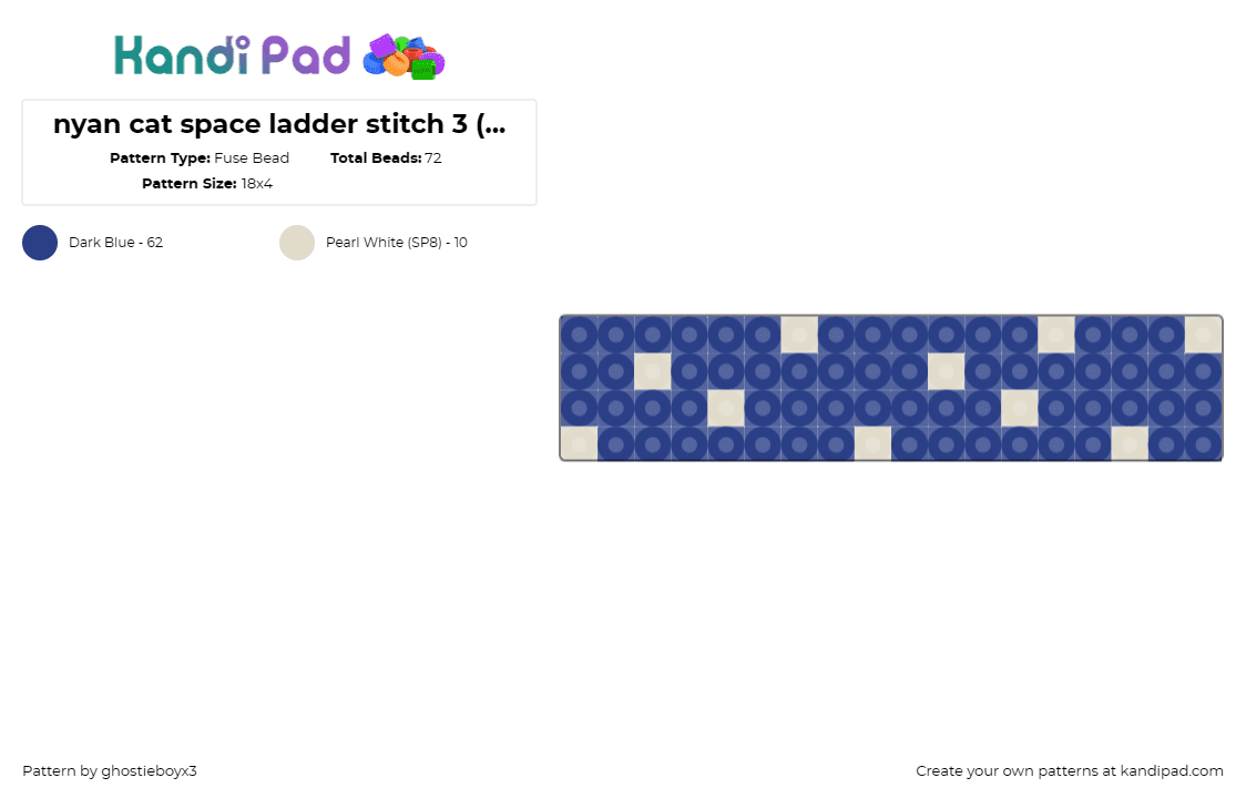 nyan cat space ladder stitch 3 (for kandi) - Fuse Bead Pattern by ghostieboyx3 on Kandi Pad - nyan cat,internet culture,quirky,nostalgic,weaving,accent,segment,blue