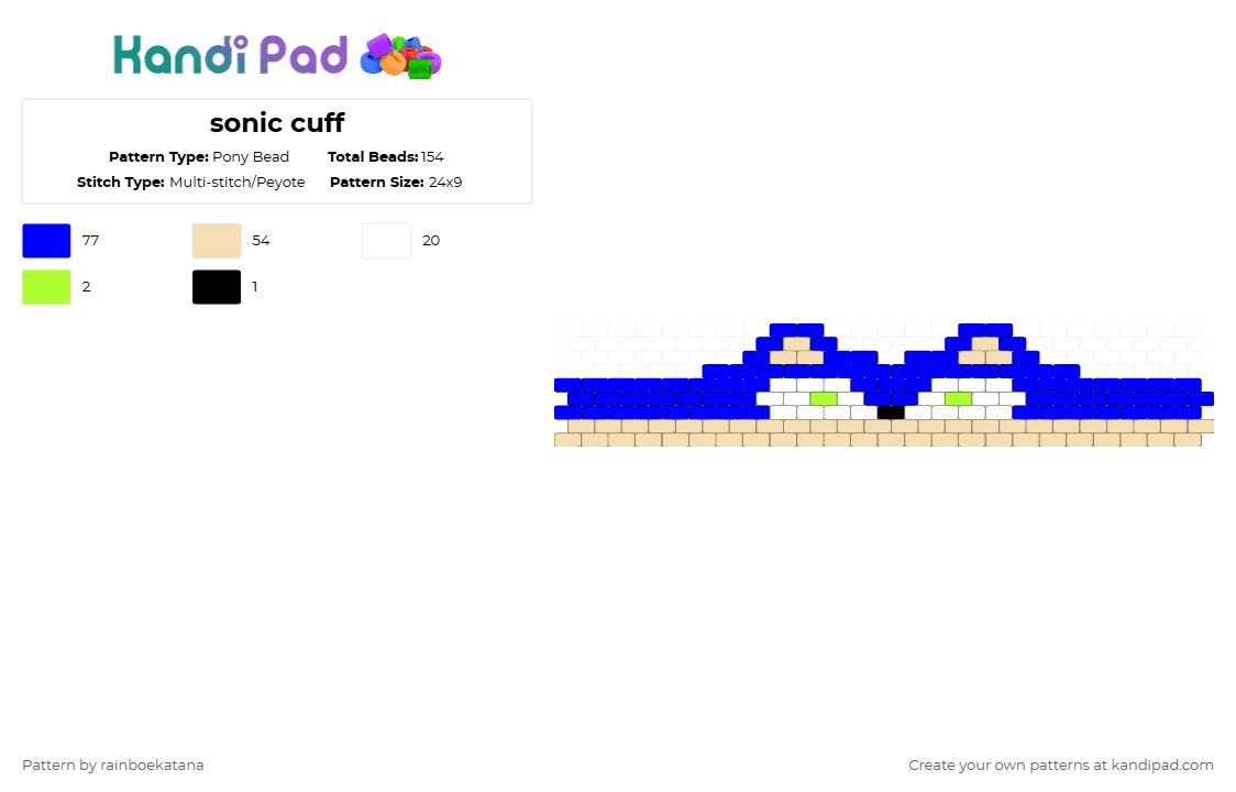 sonic cuff - Pony Bead Pattern by rainboekatana on Kandi Pad - sonic the hedgehog,cuff,sonic,sega,video game,hedgehog,cartoon,gaming,animal,beige,purple